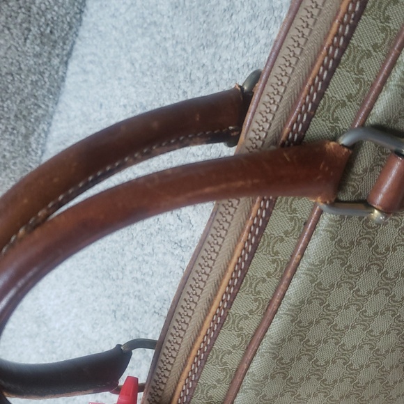 Celine Tan/Brown Leather/Coated Canvas Briefcase Document case Authentic Vintage - Picture 5 of 17